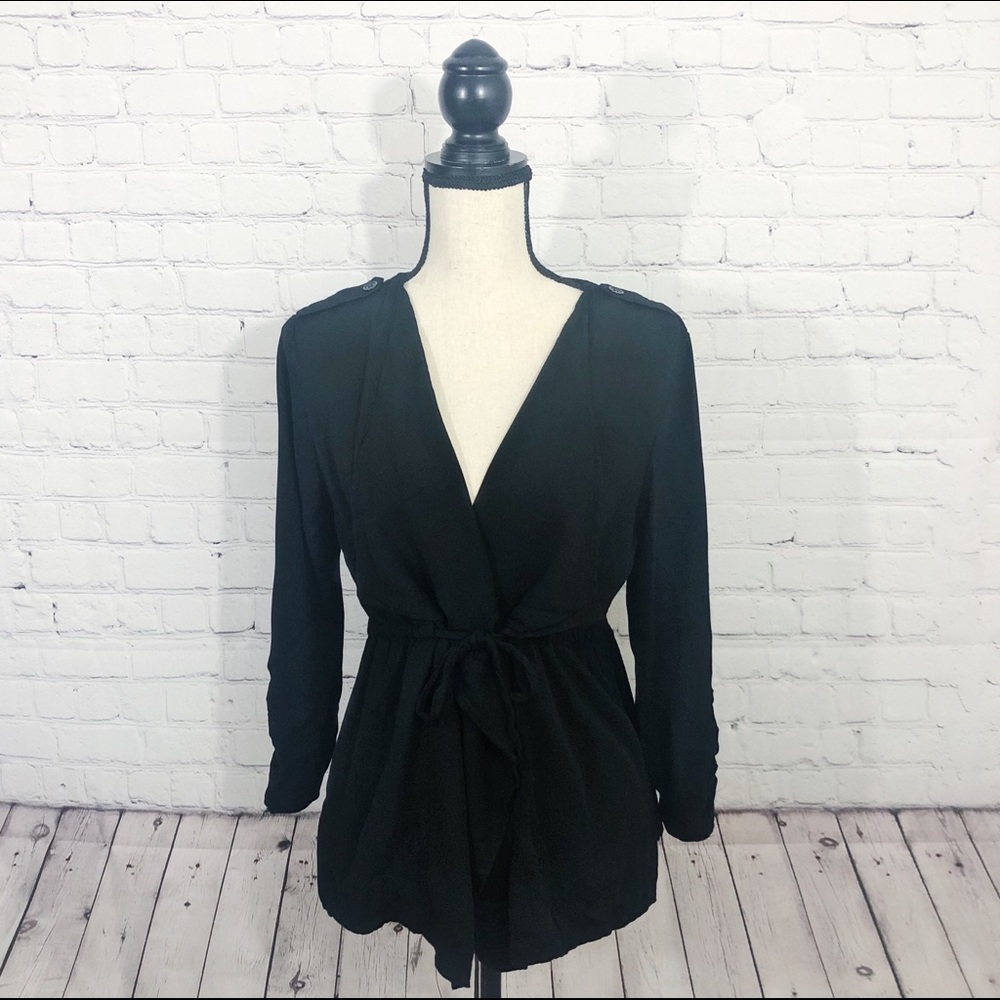 Umgee Black Crossover Tie Top Size S